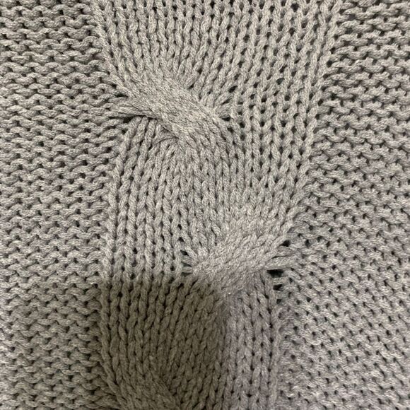 Gray Chunky Cable Fisherman Turtleneck Sweater Size Large Oversized - Picture 4 of 7